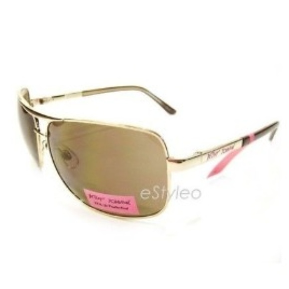 Betsey Johnson Aviator Sunglasses Shield Gold - Picture 3 of 6